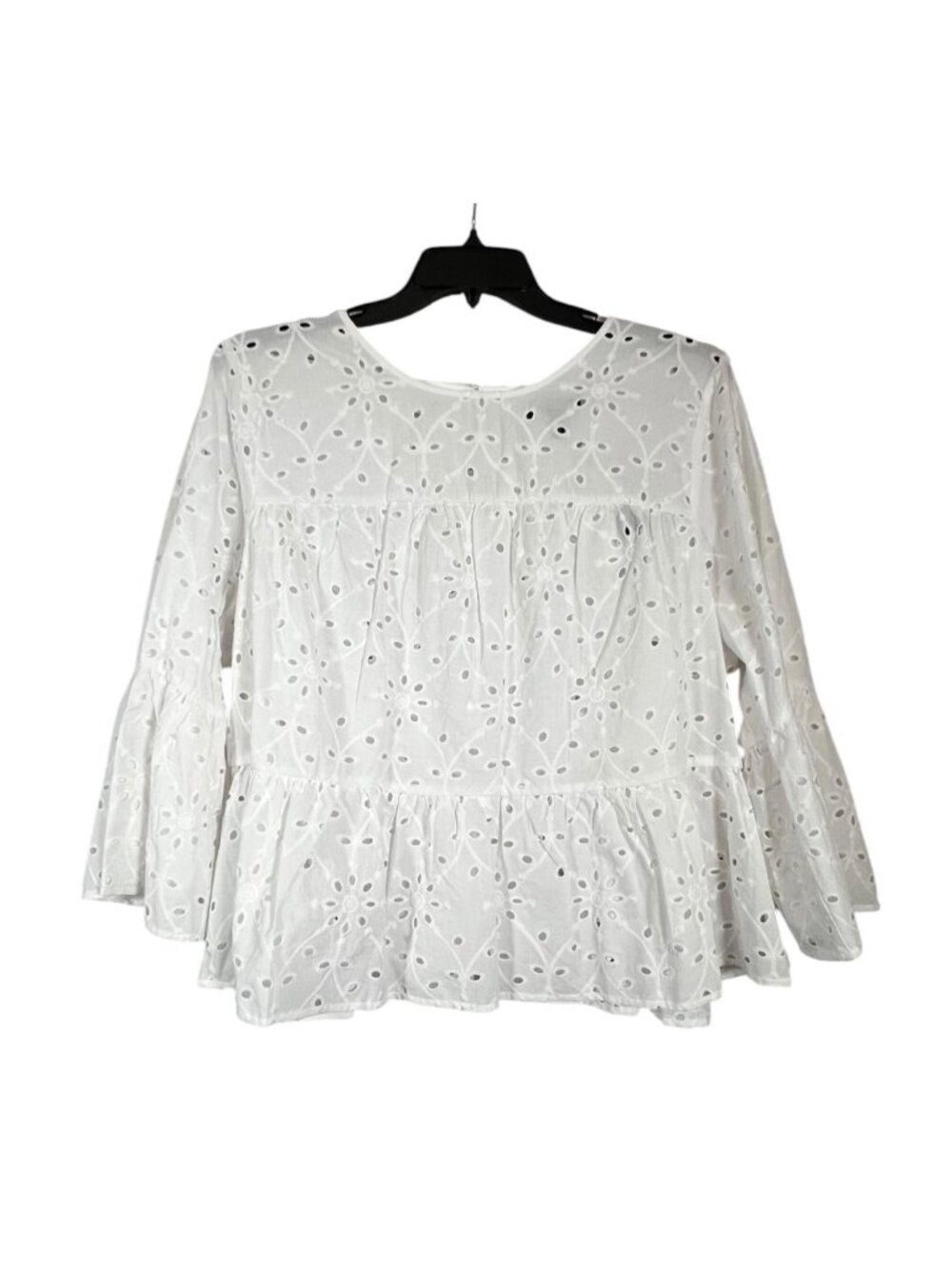 Eloquii Elements 20 White Eyelet Embroidered Cotton Peplum Blouse NWT Plus